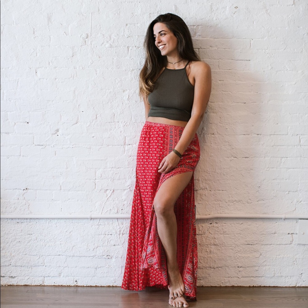Red paisley maxi skirt